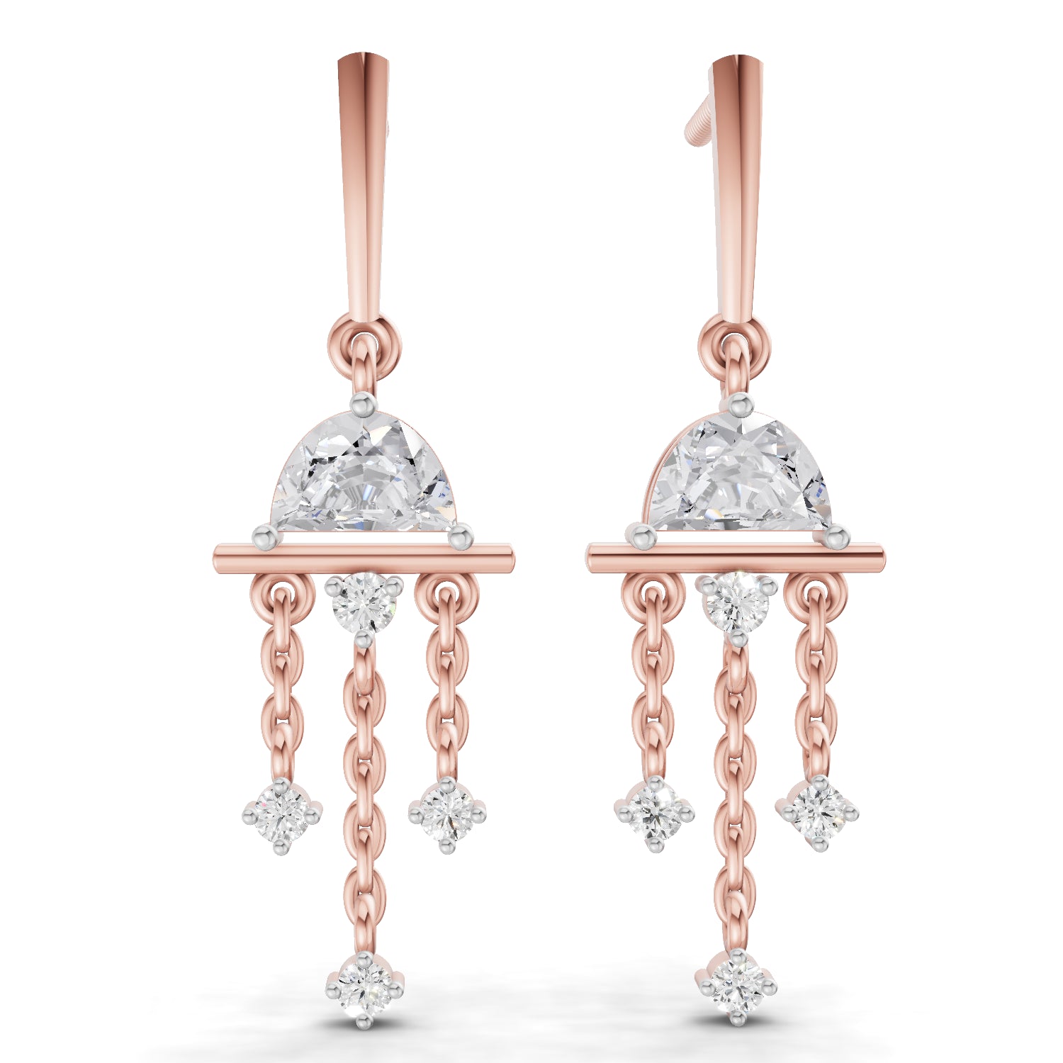 1 Carat Celestial Cascade Earrings | 14K Rose Gold