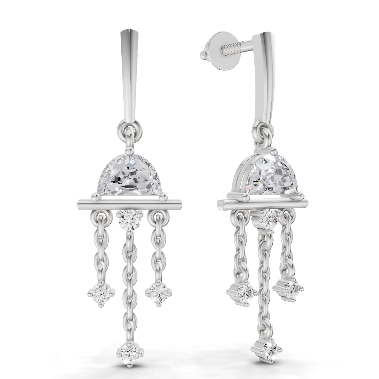 1 Carat Celestial Cascade Earrings | 14K White Gold