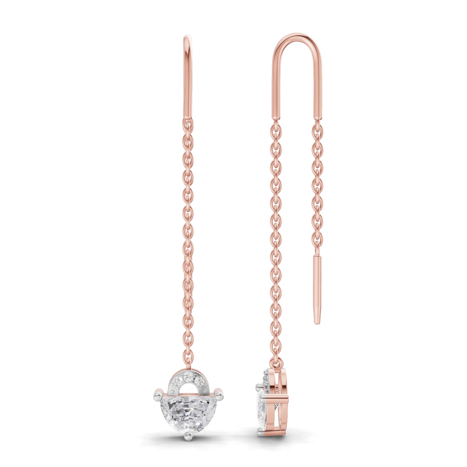1.1 Carat Luna Threader Earrings | 14K Rose Gold