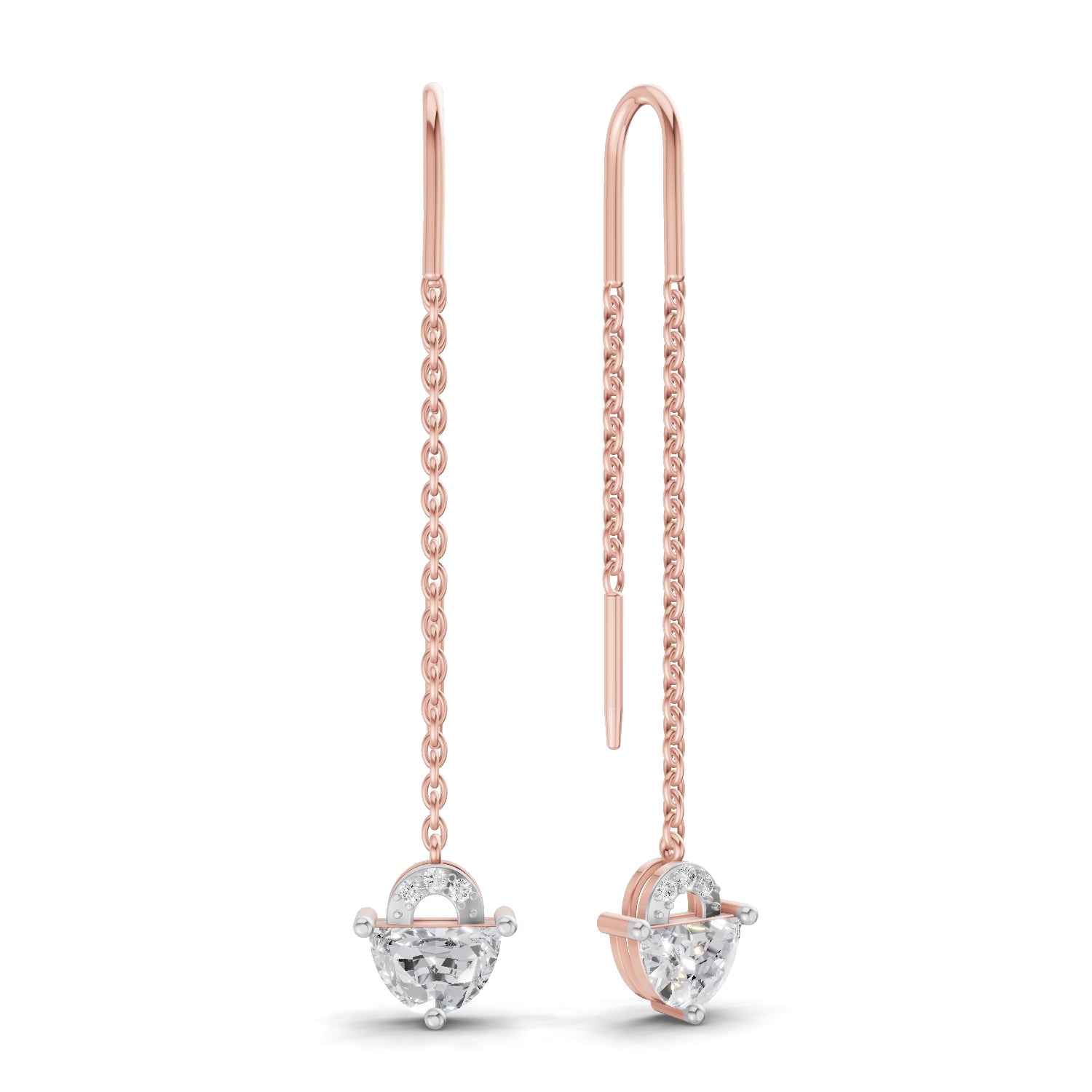 1.1 Carat Luna Threader Earrings | 14K Rose Gold