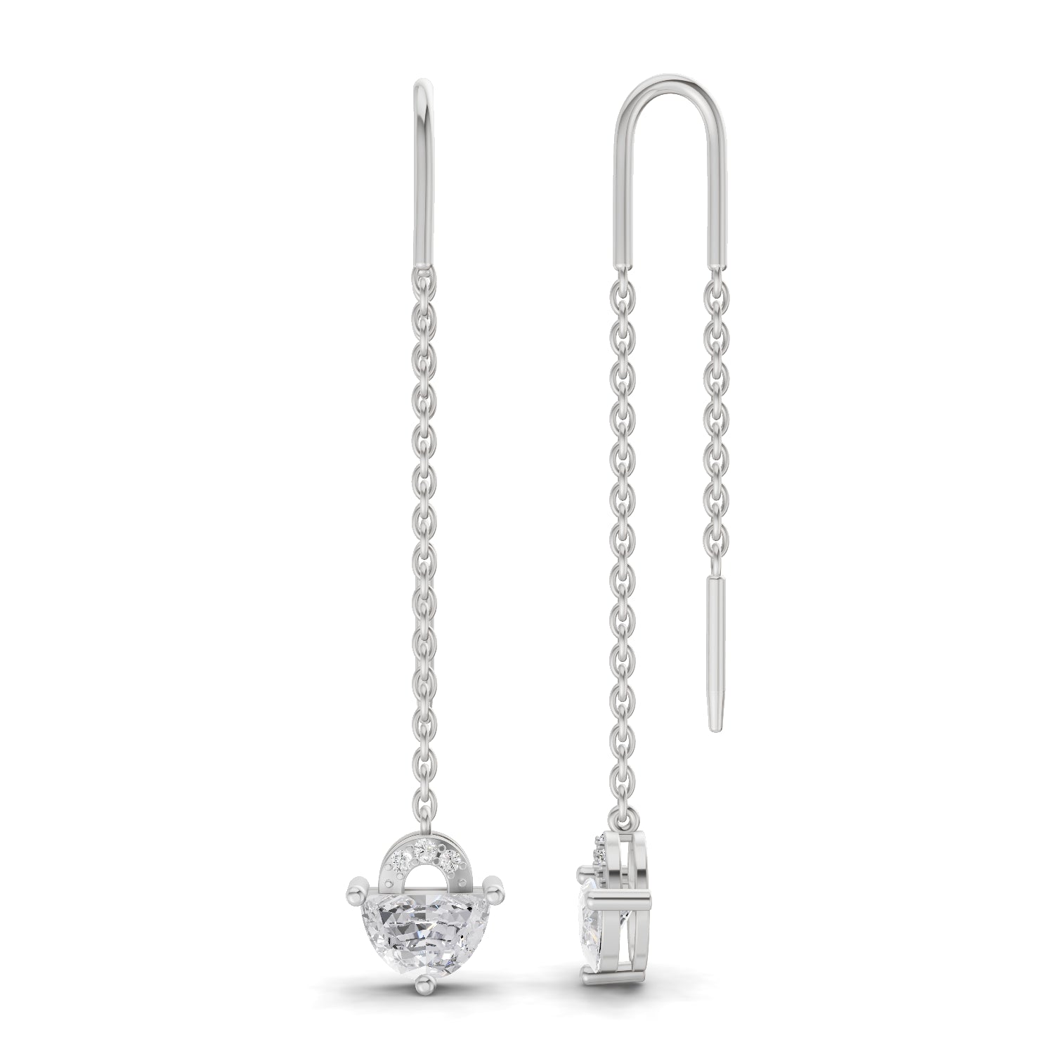 1.49 Carat Luna Threader Earrings | 14K White Gold