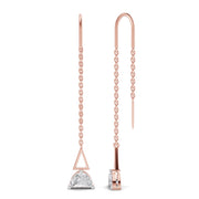 0.8 Carat Triangle Threads Earrings | 14K Rose Gold