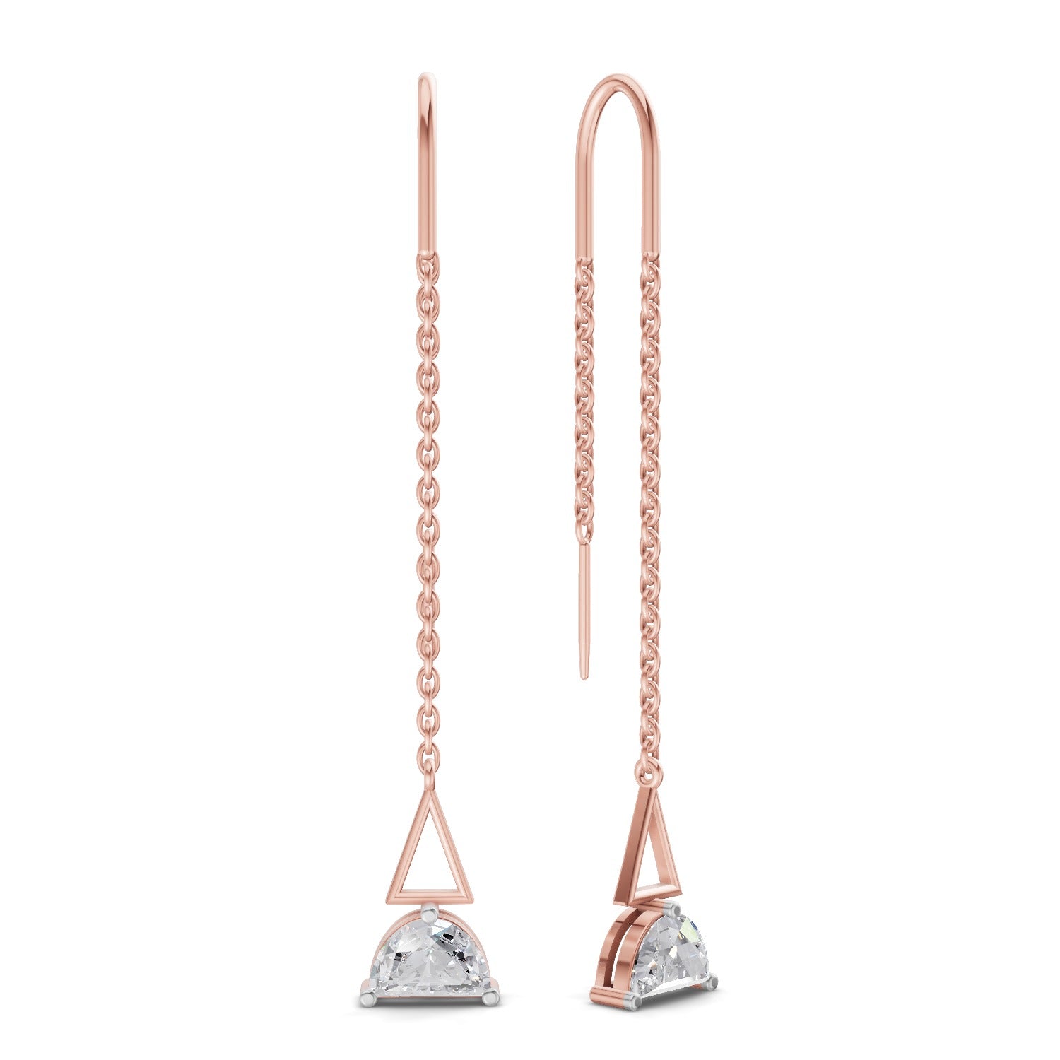 0.8 Carat Triangle Threads Earrings | 14K Rose Gold