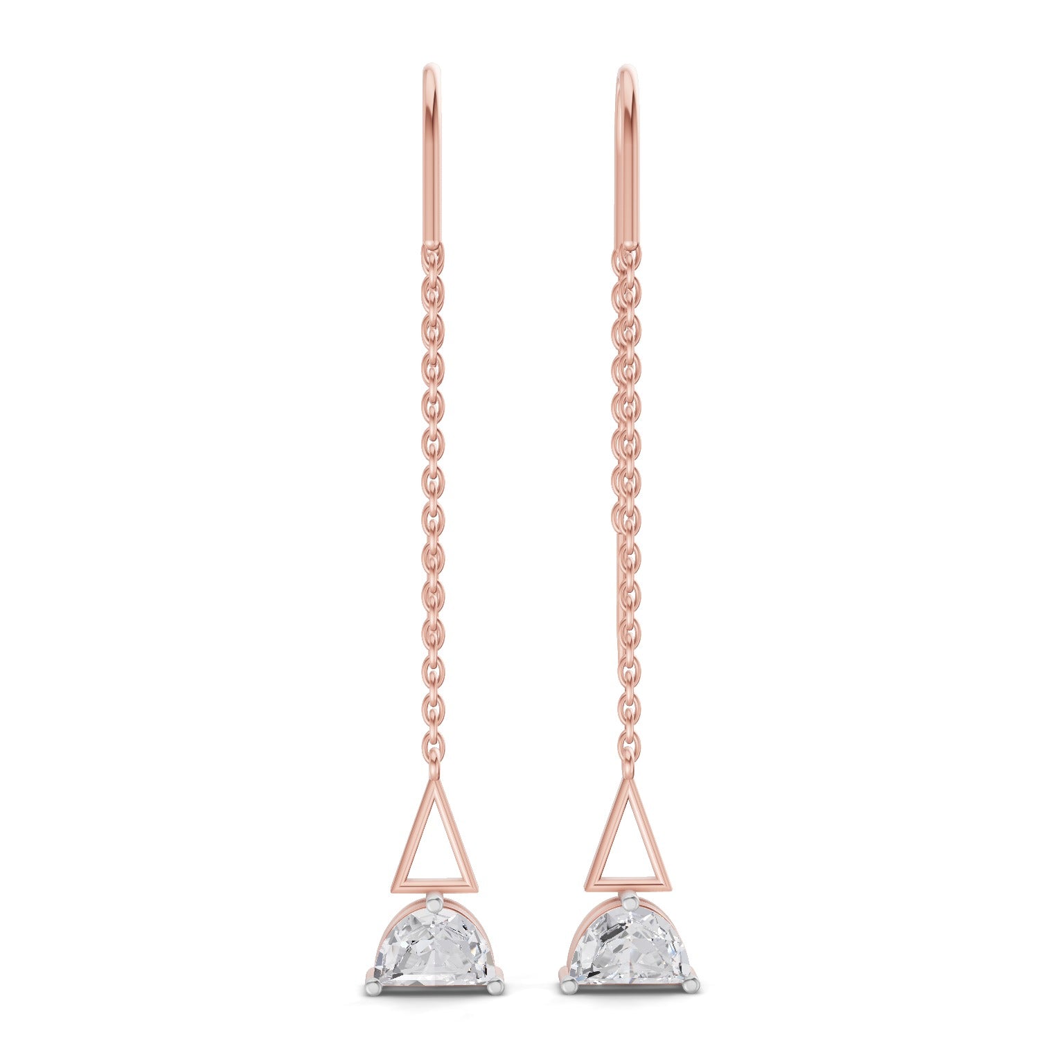 0.8 Carat Triangle Threads Earrings | 14K Rose Gold