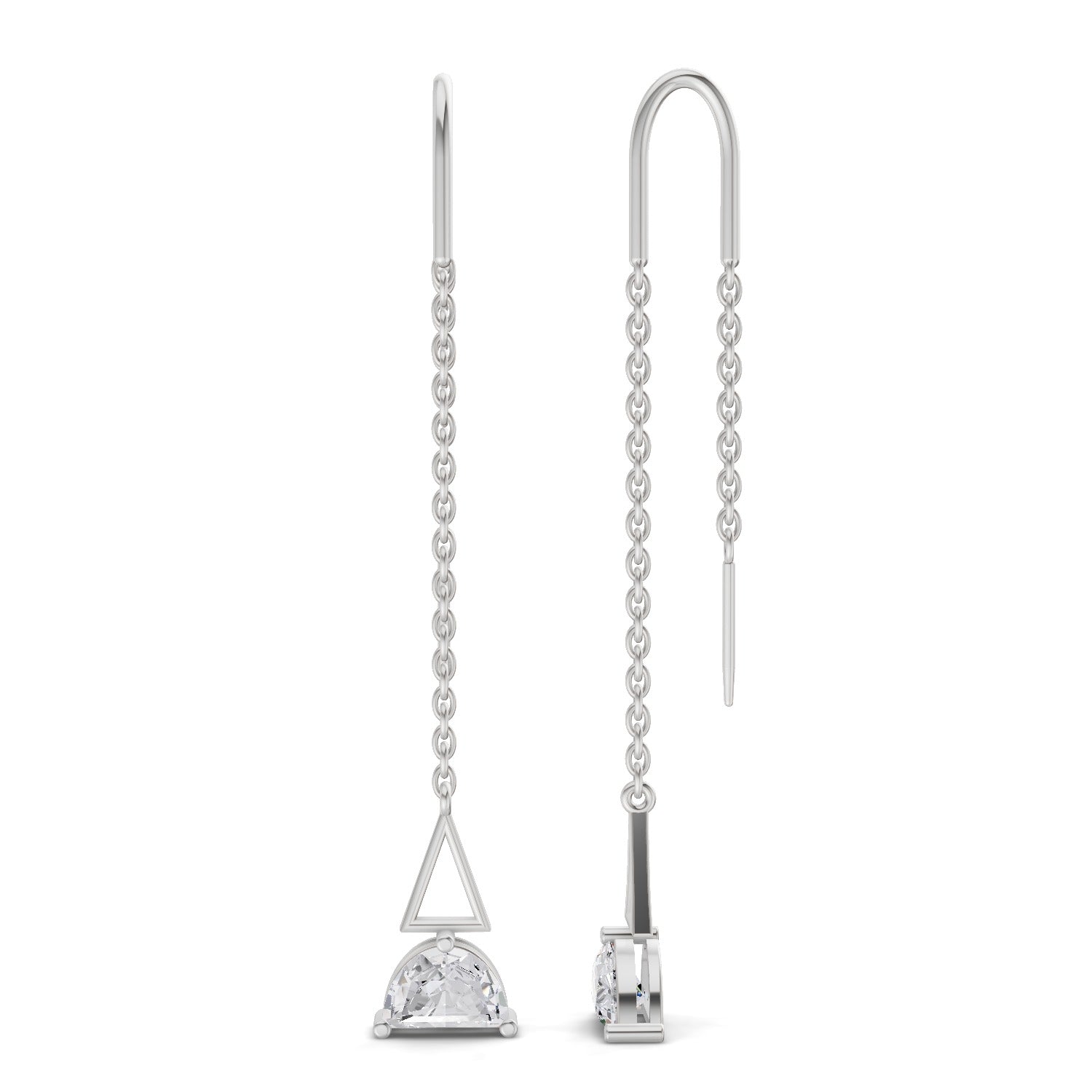 0.8 Carat Triangle Threads Earrings | 14K White Gold