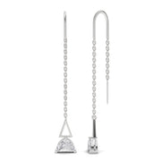 0.8 Carat Triangle Threads Earrings | 14K White Gold