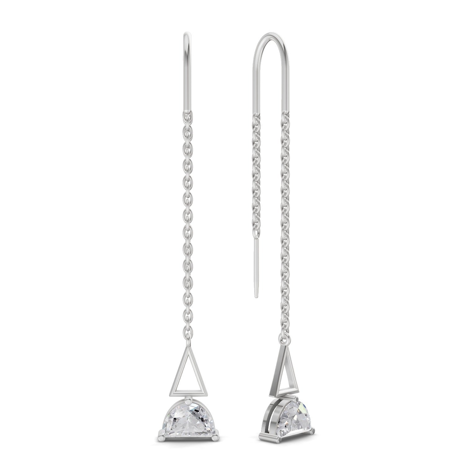 0.8 Carat Triangle Threads Earrings | 14K White Gold