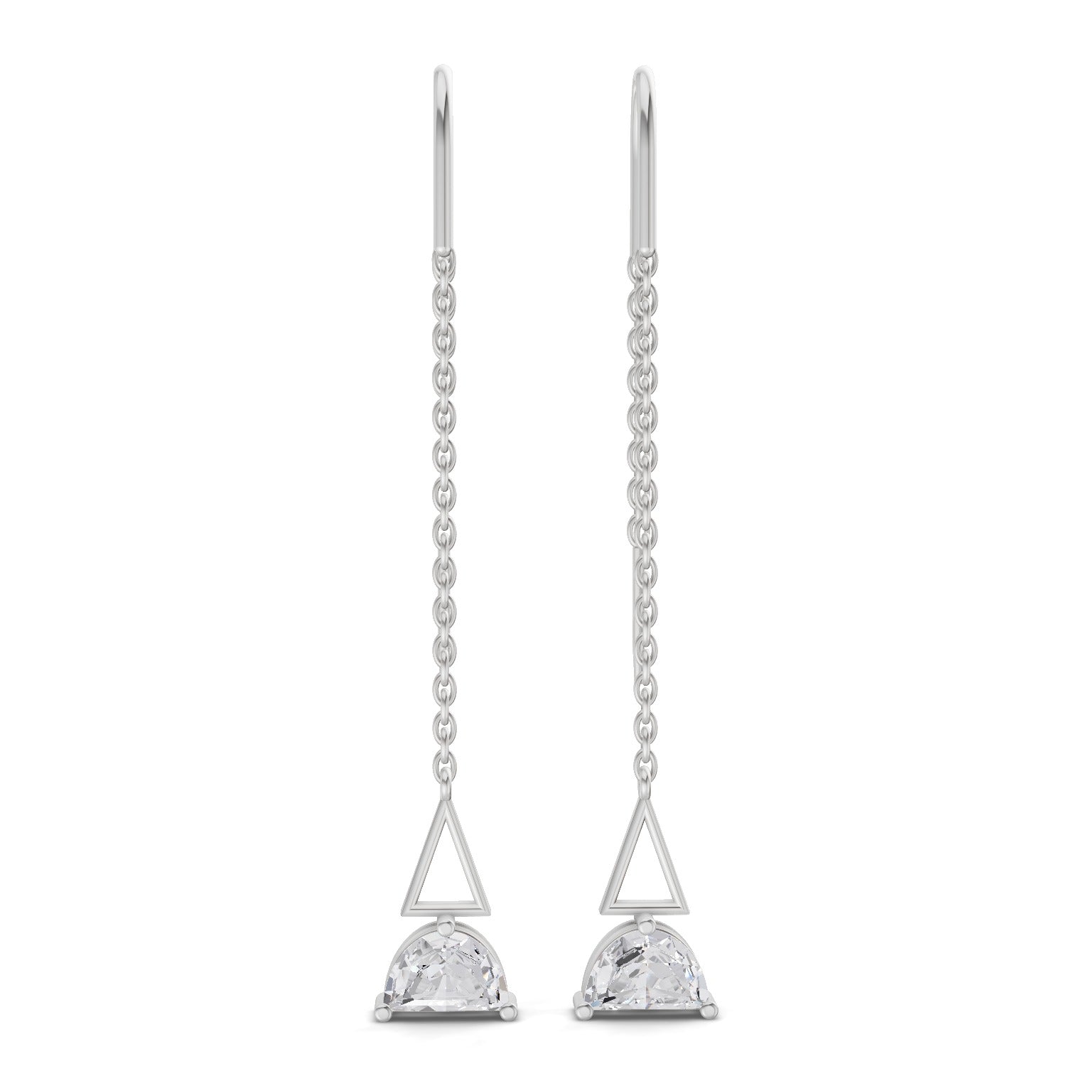 0.8 Carat Triangle Threads Earrings | 14K White Gold