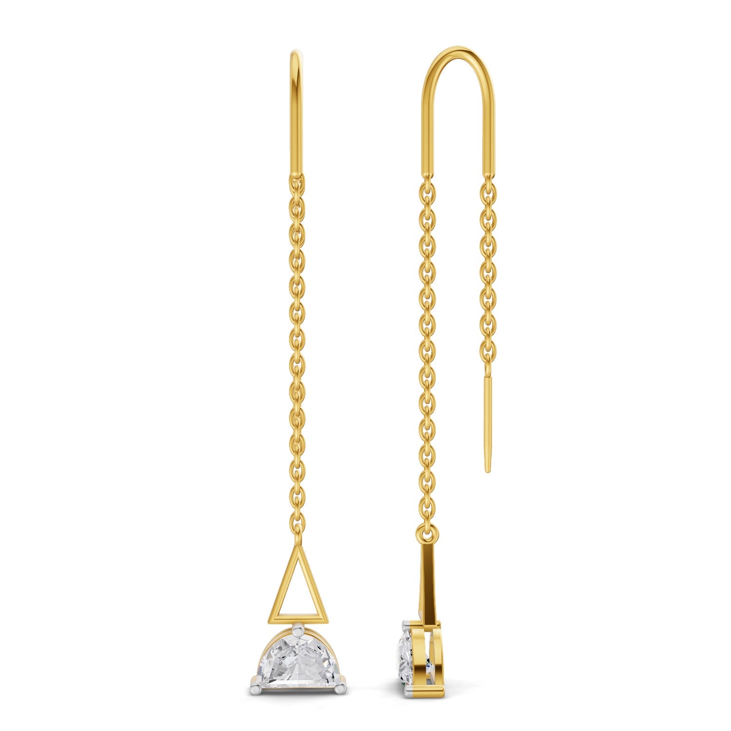 0.8 Carat Triangle Threads Earrings | 14K Yellow Gold