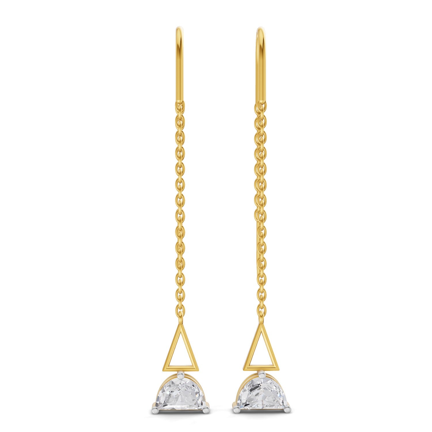 0.8 Carat Triangle Threads Earrings | 14K Yellow Gold
