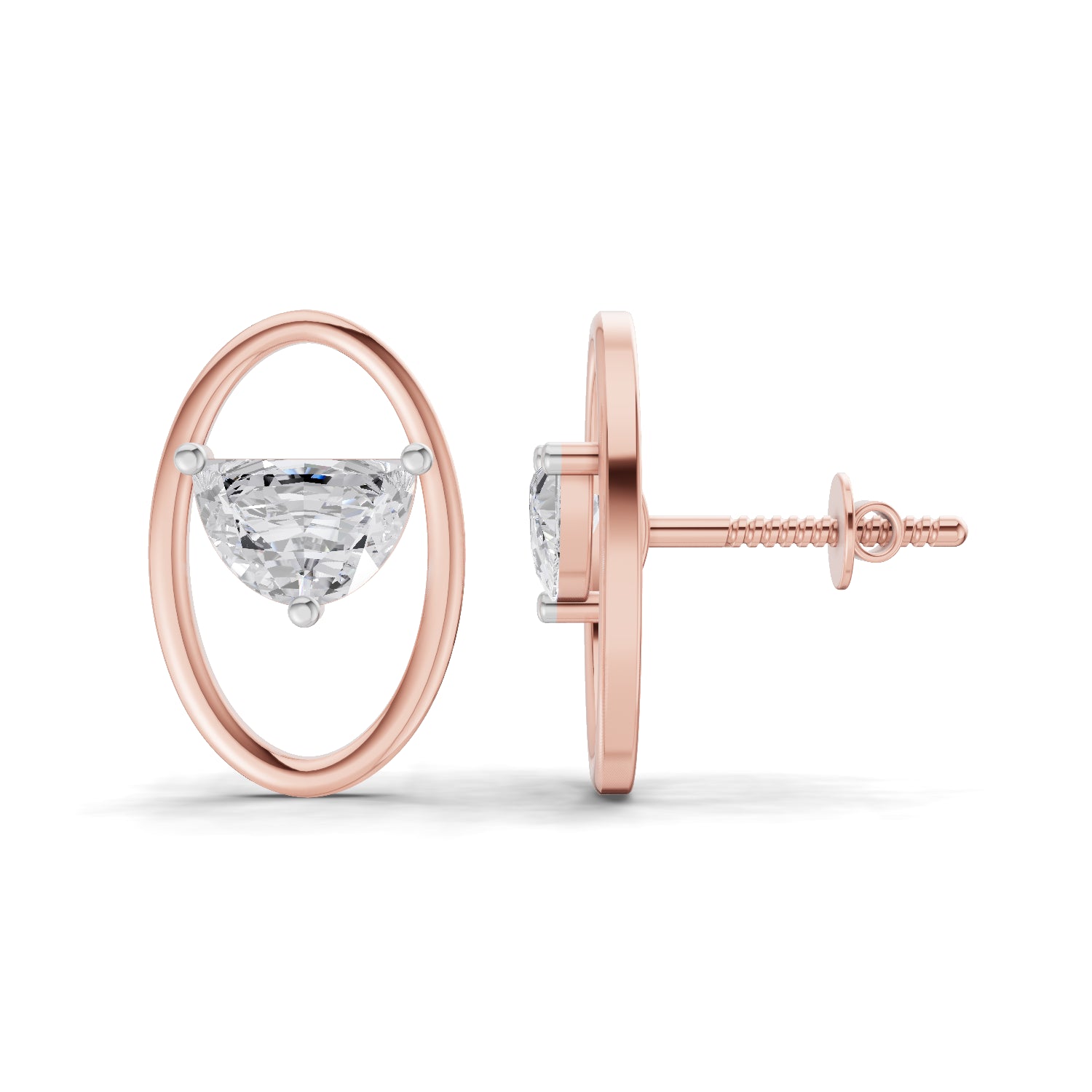 0.71 Carat Ethereal Oval Earrings | 14K Rose Gold