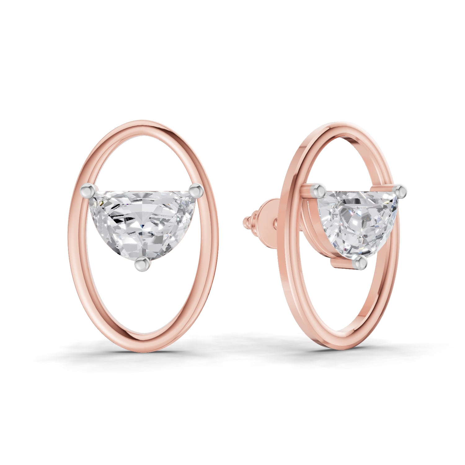 0.71 Carat Ethereal Oval Earrings | 14K Rose Gold