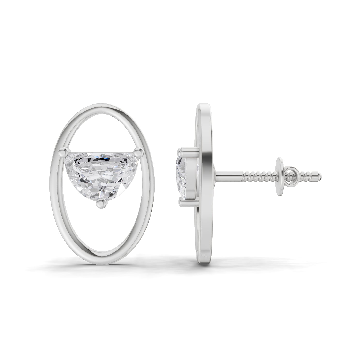 0.71 Carat Ethereal Oval Earrings | 14K White Gold