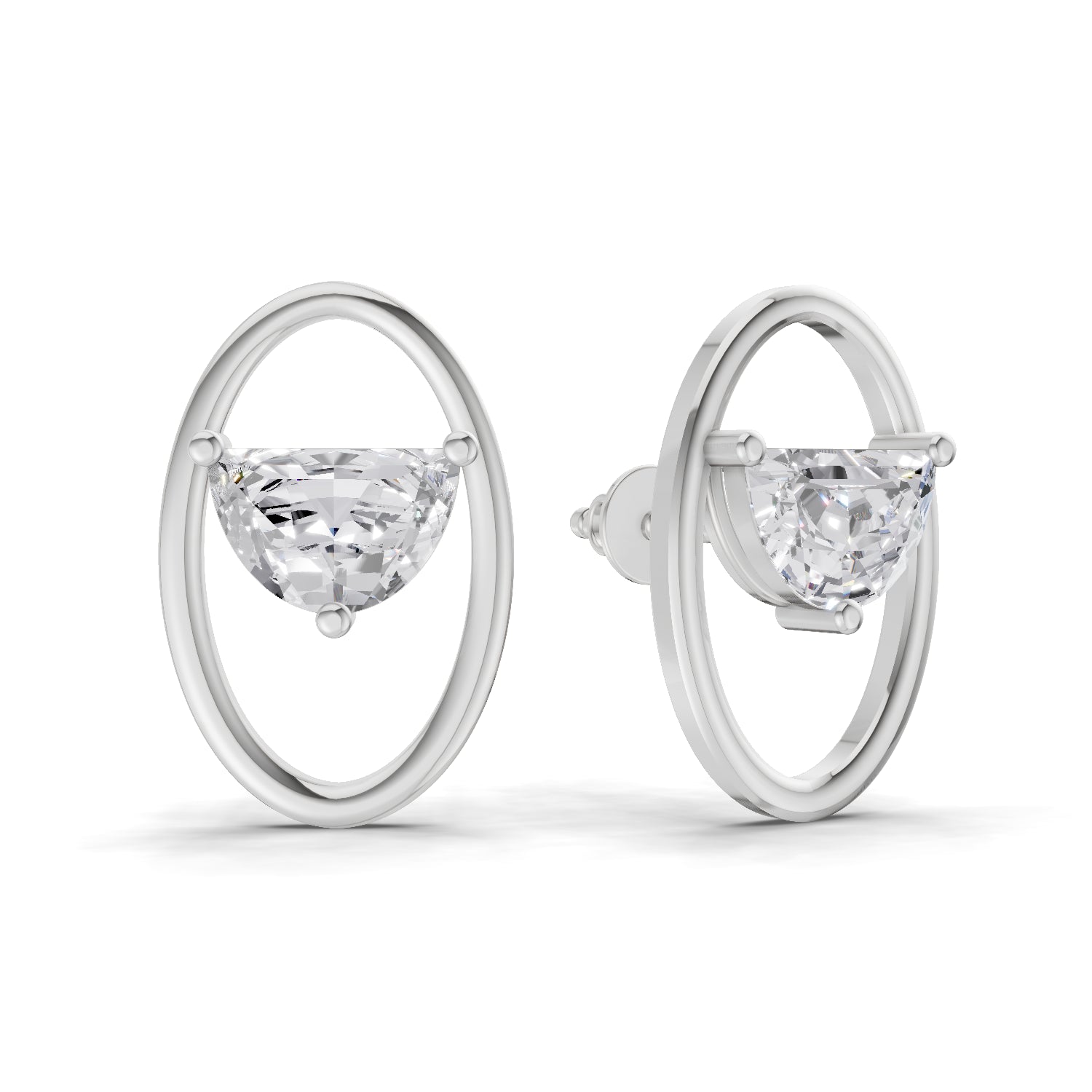0.71 Carat Ethereal Oval Earrings | 14K White Gold