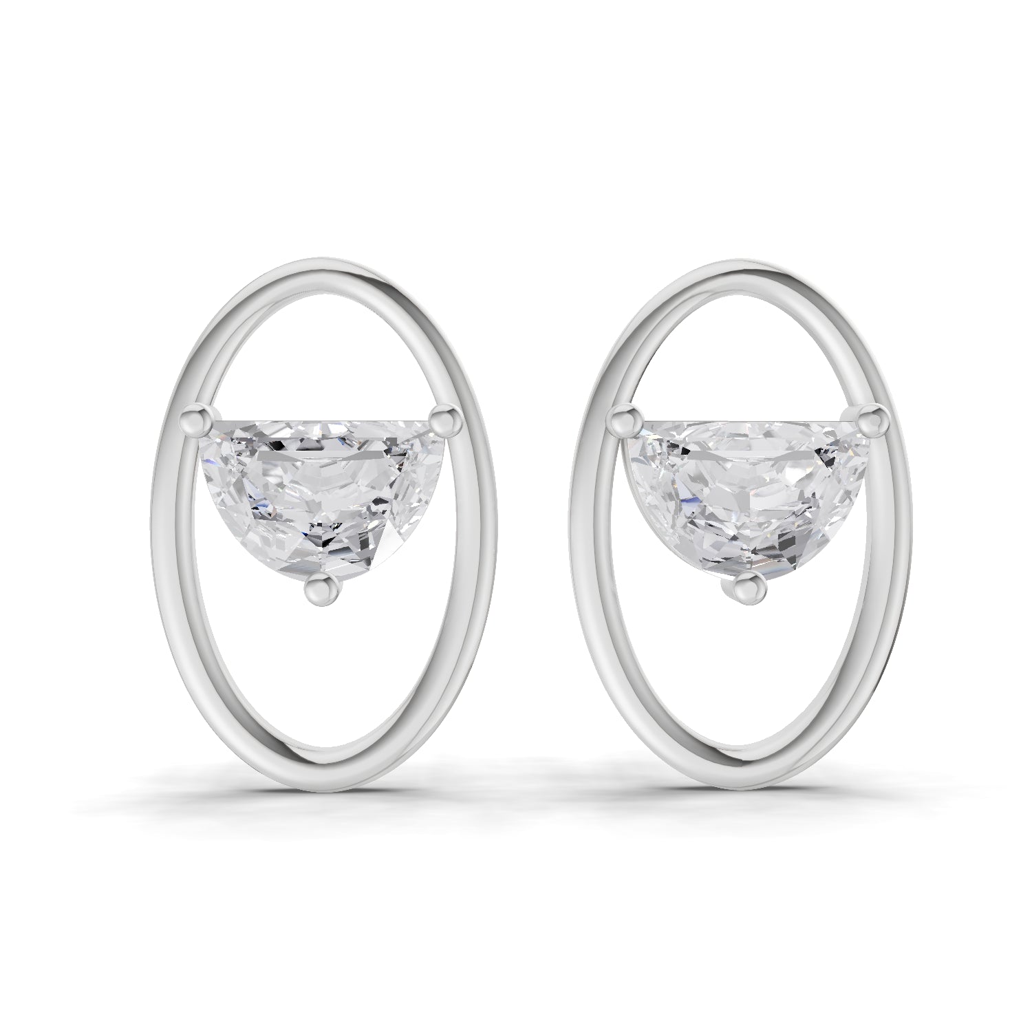 0.71 Carat Ethereal Oval Earrings | 14K White Gold