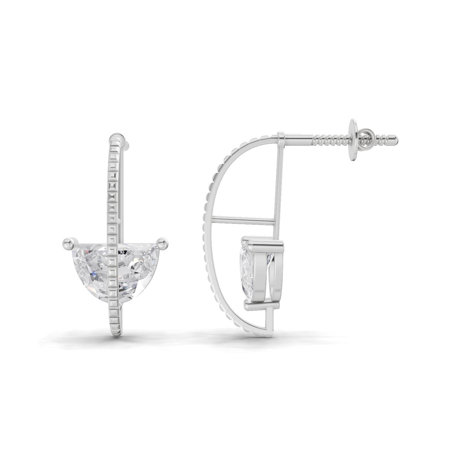 1.09 Carat Halfmoon Earrings | 14K White Gold