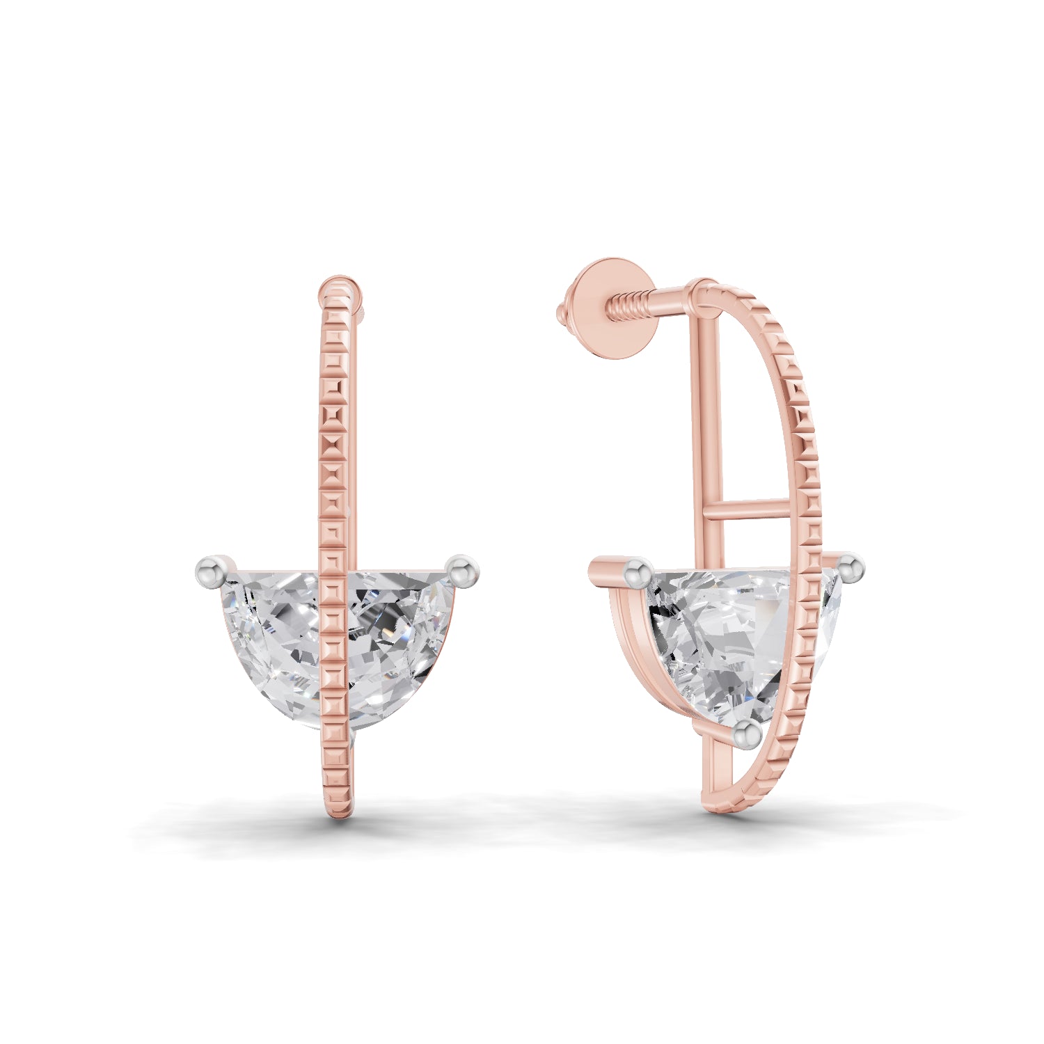 0.99 Carat Halfmoon Earrings | 14K Rose Gold