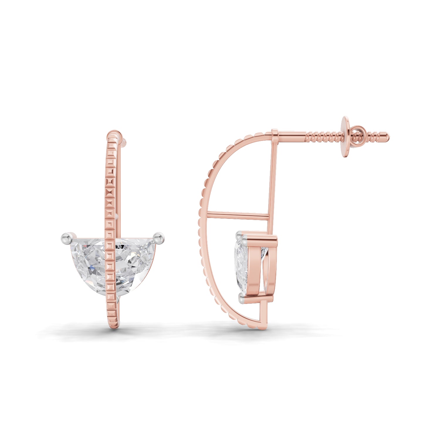 0.88 Carat Halfmoon Earrings | 14K Rose Gold