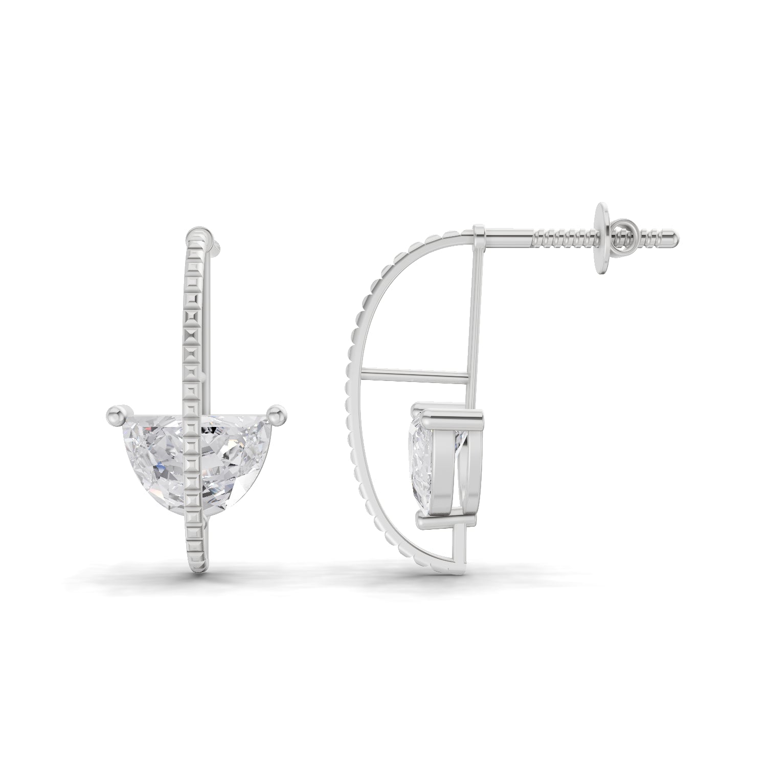 0.88 Carat Halfmoon Earrings | 14K White Gold