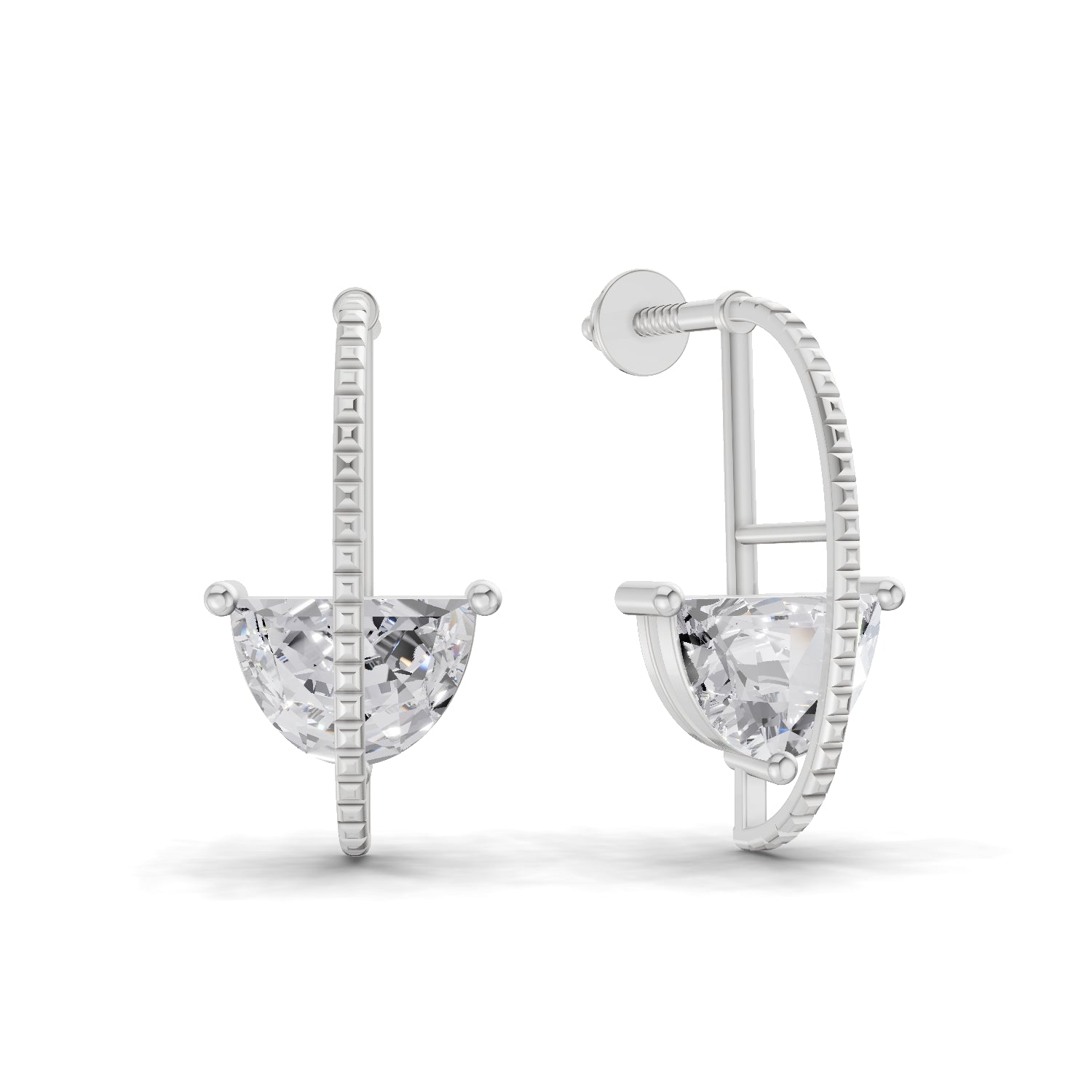 0.88 Carat Halfmoon Earrings | 14K White Gold