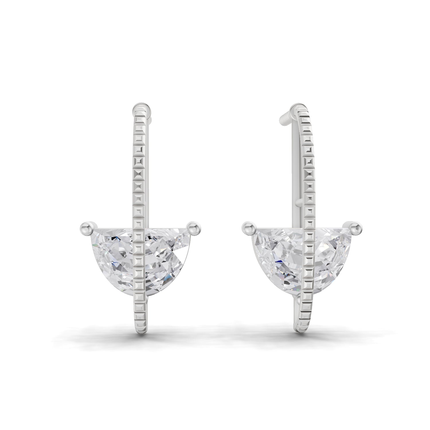 0.88 Carat Halfmoon Earrings | 14K White Gold