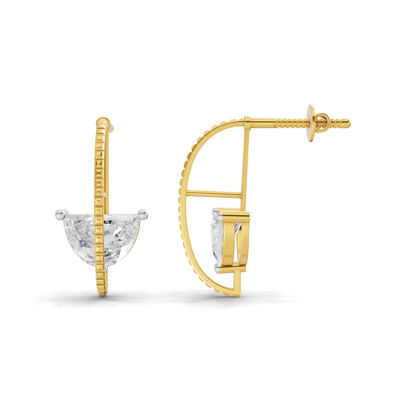 0.88 Carat Halfmoon Earrings | 14K Yellow Gold