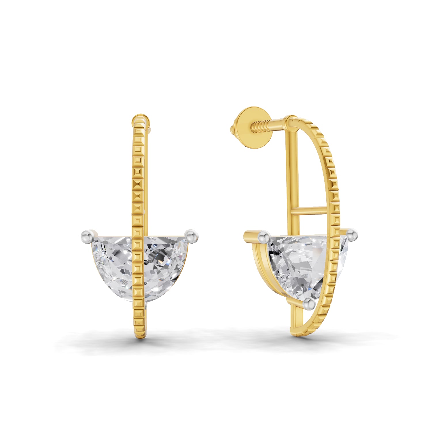 0.88 Carat Halfmoon Earrings | 14K Yellow Gold