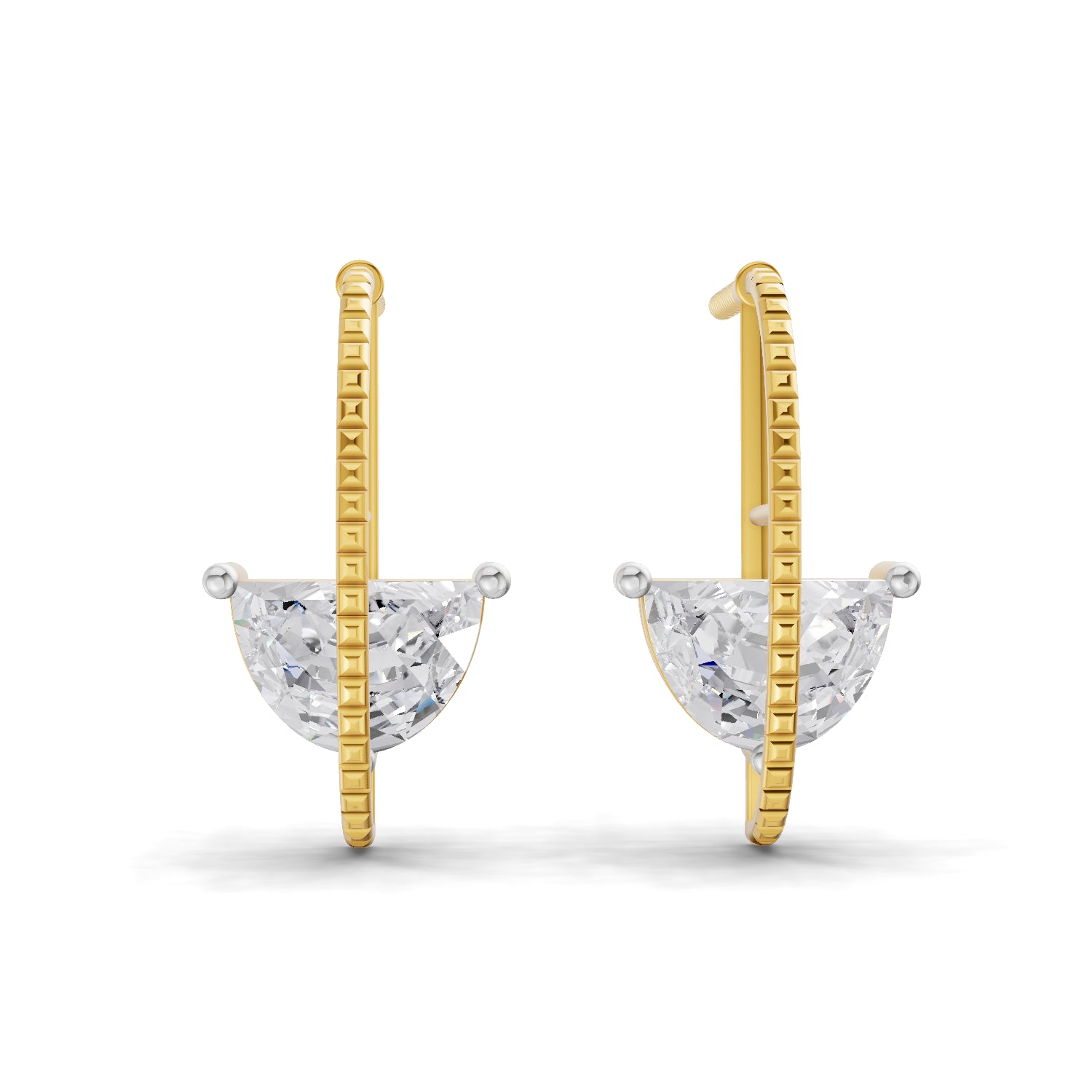 0.88 Carat Halfmoon Earrings | 14K Yellow Gold
