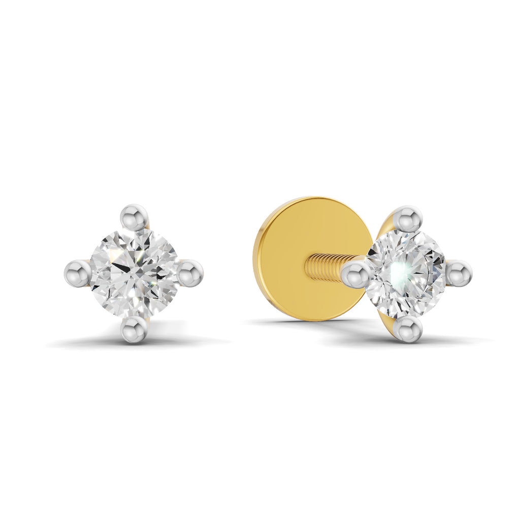 0.1 Carat Nova Prong Stud Earrings | 14K Yellow Gold