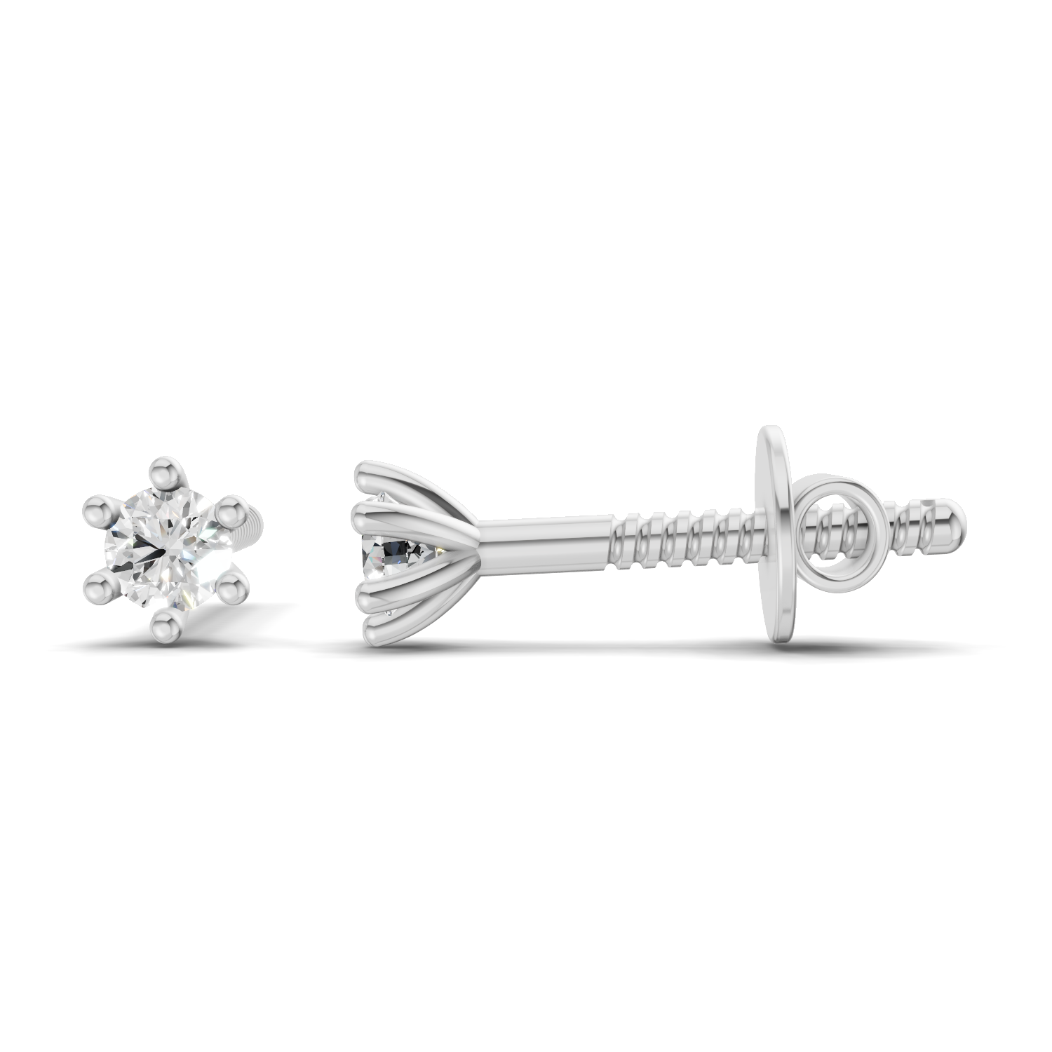 0.19 Carat Round Diamond Solitaire Studs Earrings | 14K White Gold