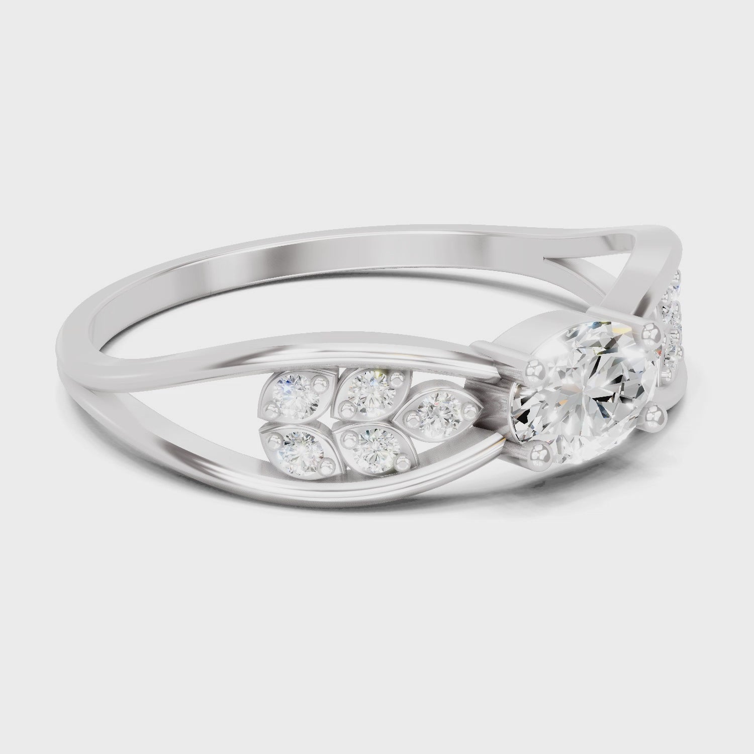 Load video: 0.45 Carat Oval &amp; Round Shape Diamond Solitaire Ring | 14K White Gold