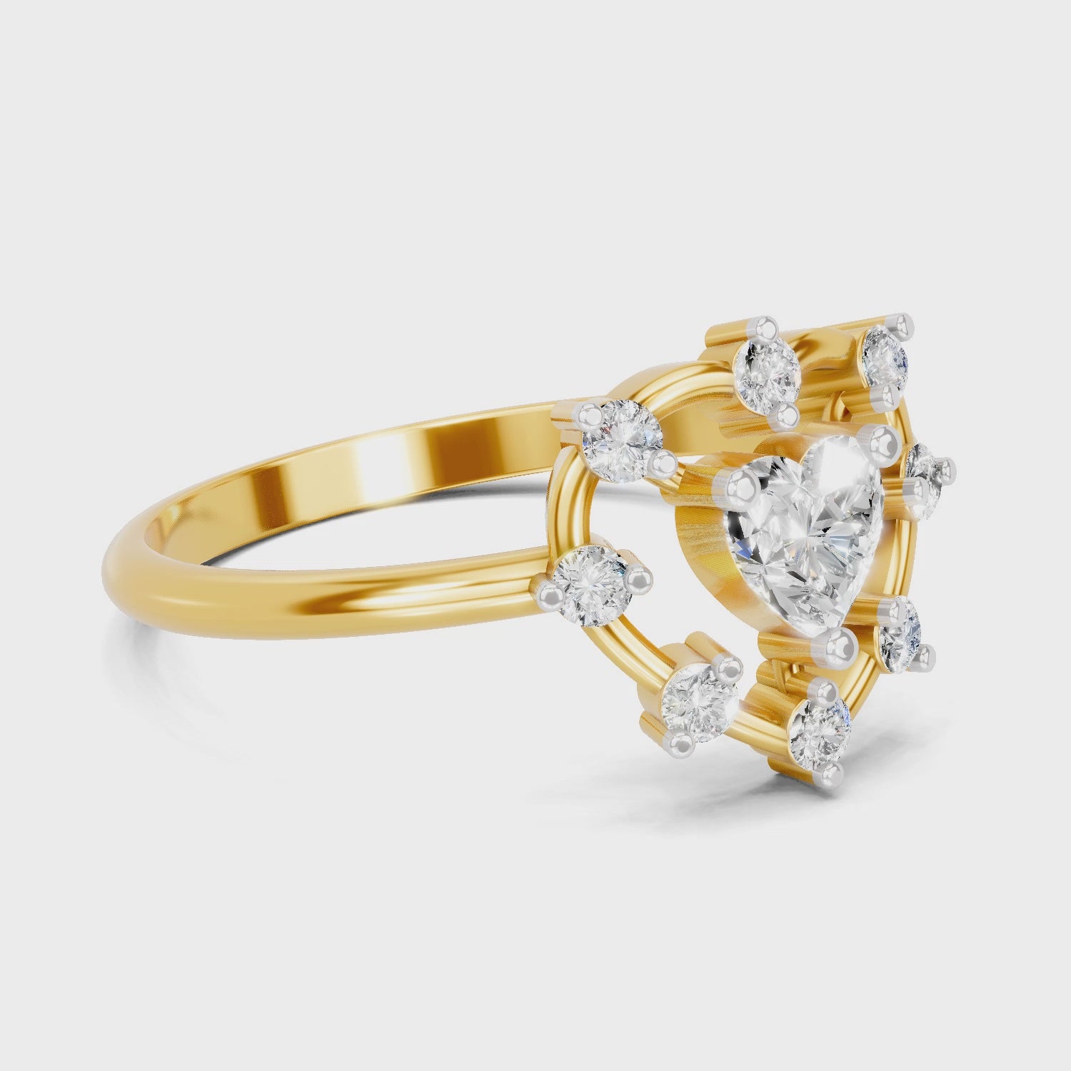 Load video: 0.44 Carat Heart &amp; Round Shape Diamond Ring | 14K Yellow Gold