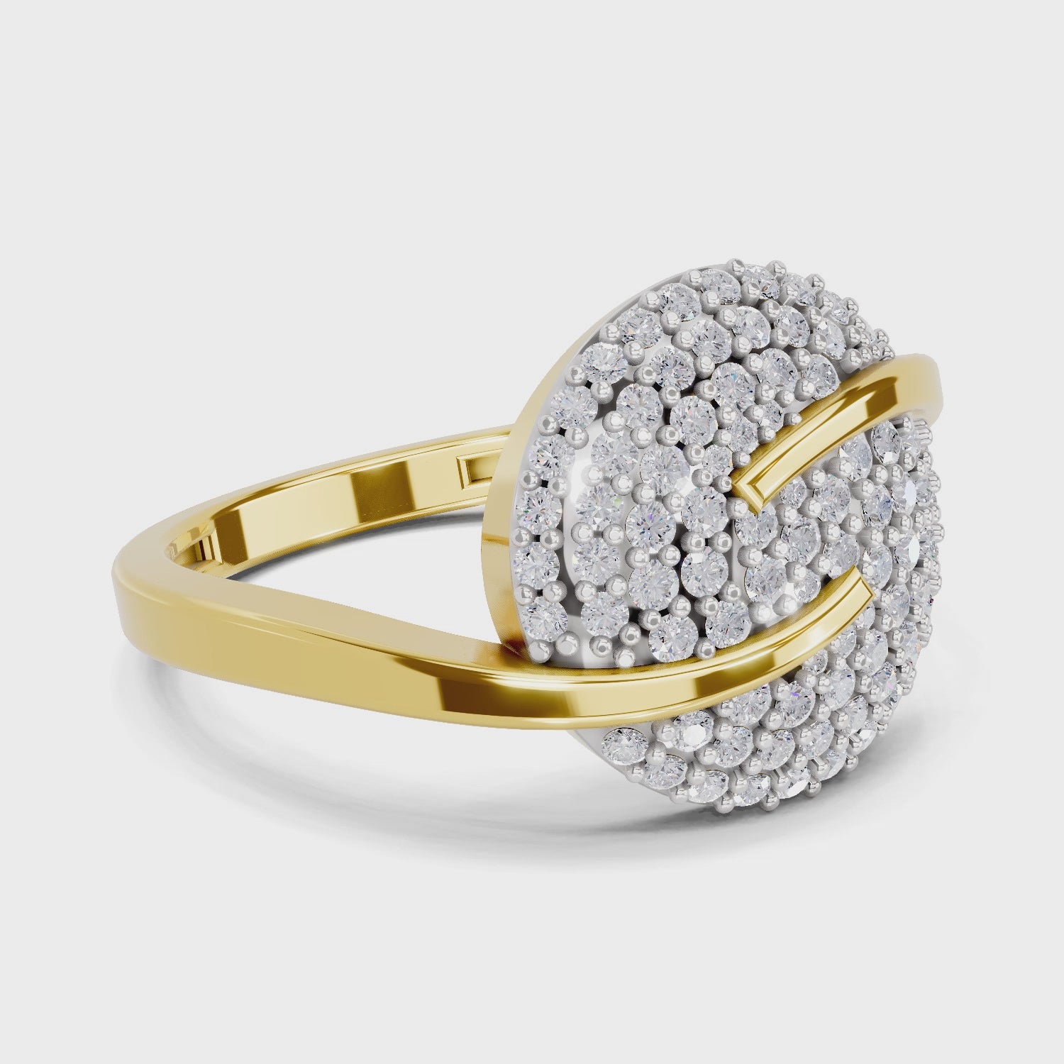 Load video: 0.52 Carat Round Shape Diamond | 925 Sterling Silver Gold Plated Cluster Ring