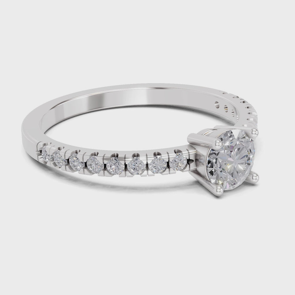 0.67 Ct Round Shape Solitaire Diamond Ring | 14K White Gold
