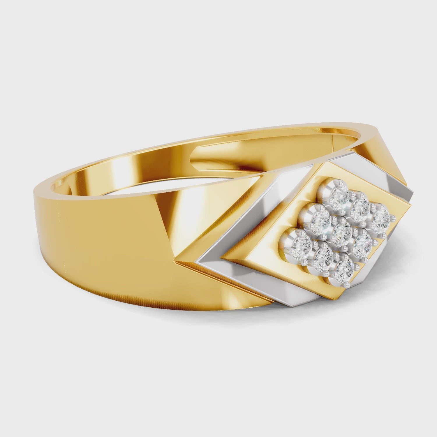 Load video: 0.14 Carat| 925 Sterling Silver Gold Plated Regal Prism Ring (Size-5)
