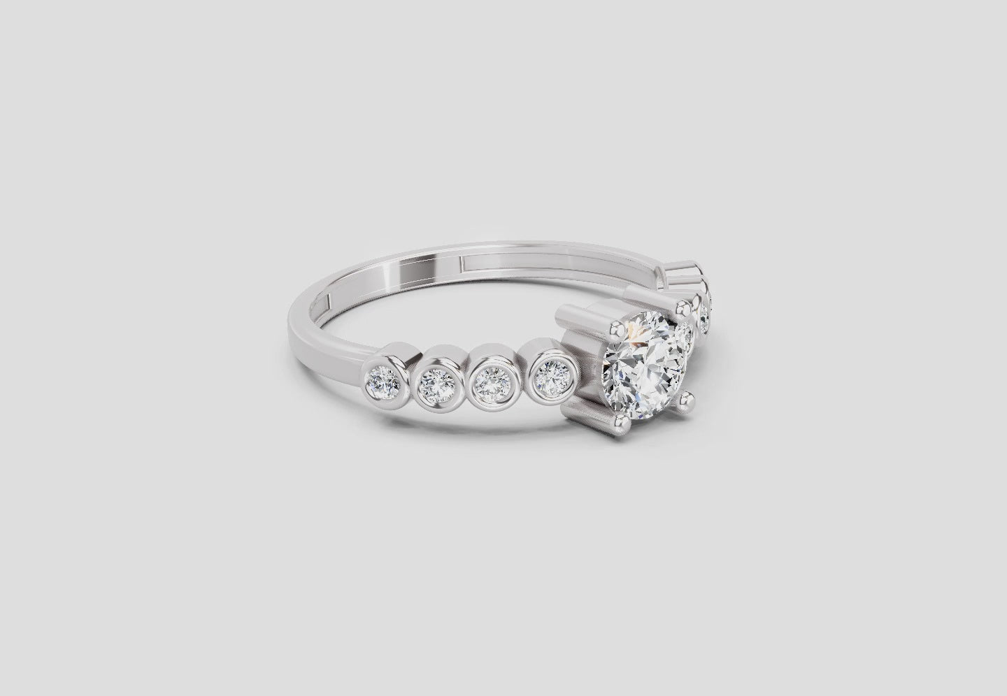 Load video: 0.55 Carat Round Shape Diamond Ring | 14K White Gold