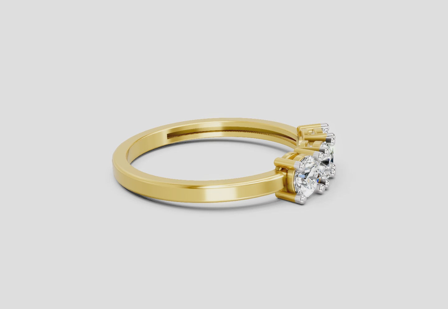 Load video: 3 Stone 0.75 Ct  Round Shape Diamond | 14K Yellow Gold