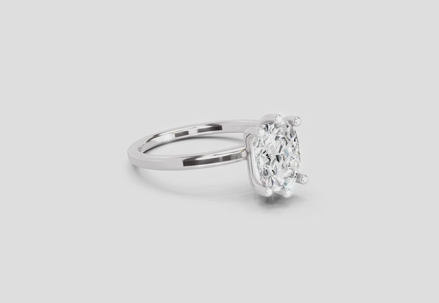 Load video: 2.06 Carat Cushion Shape Solitaire Diamond Ring | 14K White Gold