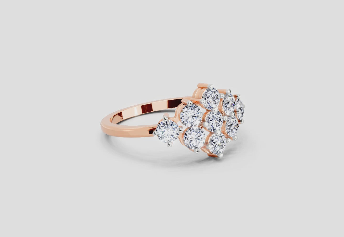 Load video: 0.77 Carat Round Shape Cluster Diamond Ring | 14K Rose Gold