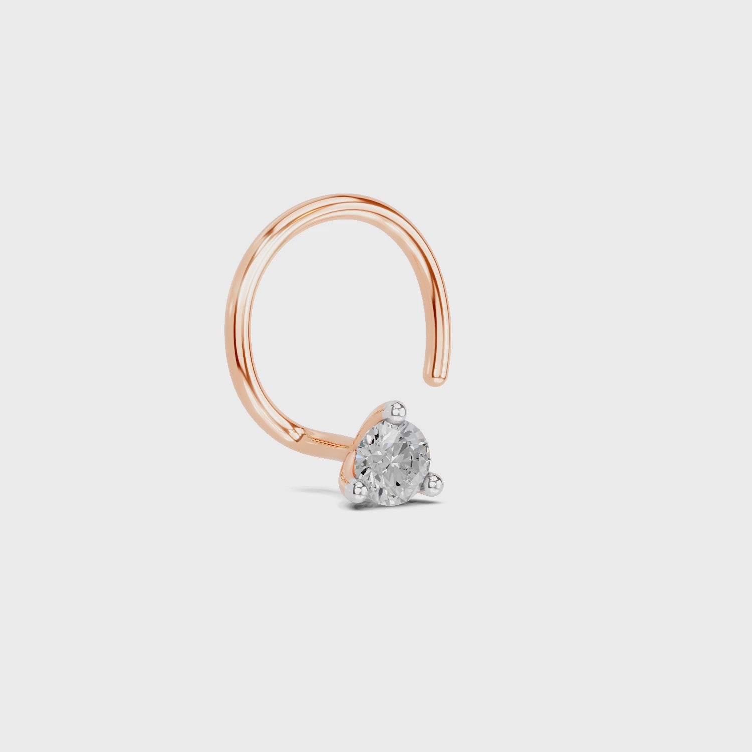 0.04 Ct Round Shape Soilitaire Diamond Nose Pin | 14K Yellow Gold