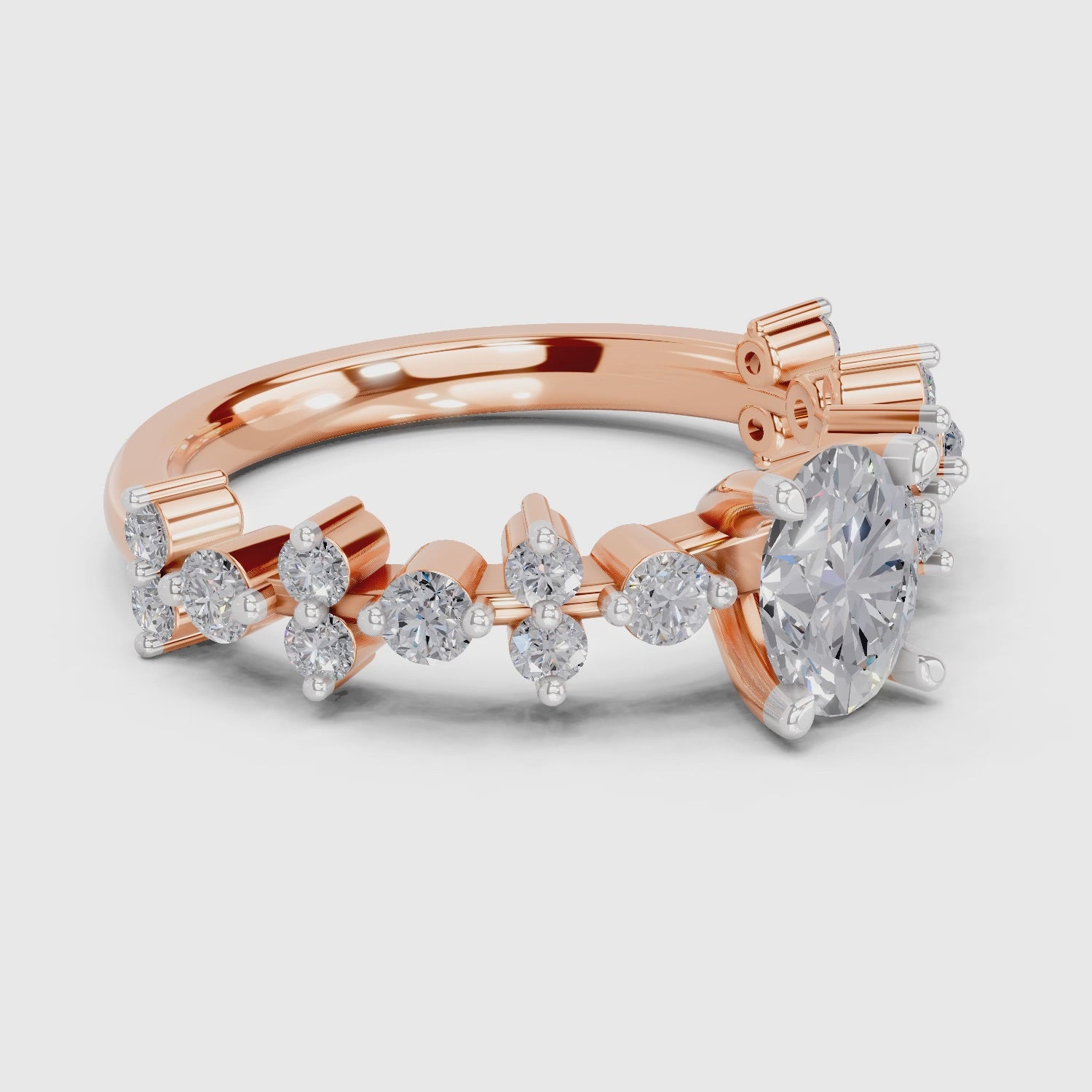 Load video: 1.24 Ct Oval Shape Solitaire Diamond Ring| 14K Rose Gold