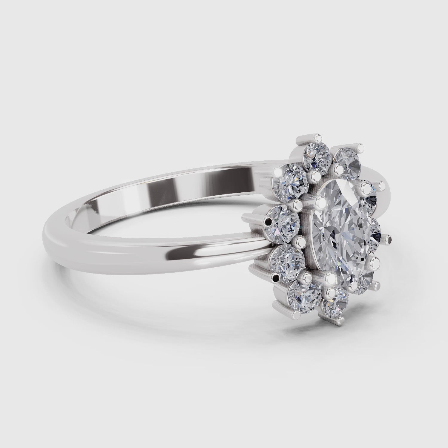Sparkles 0.88 Carat Oval Shape Engagement Ring | 14K White Gold