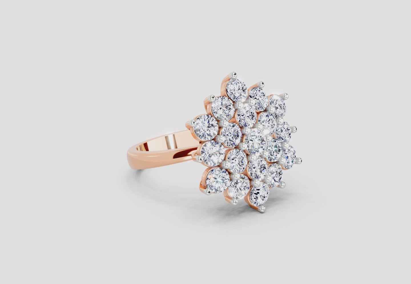 Load video: 3.18 Ct Round Shape Flower Diamond Ring | 14K Rose Gold
