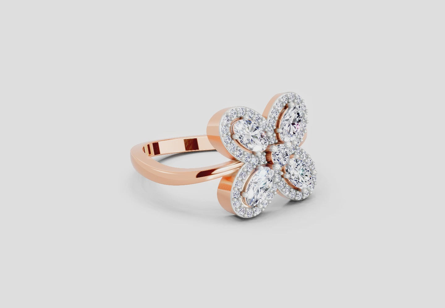 Load video: 1.72 Ct Oval Flower Ring | 14K Rose Gold