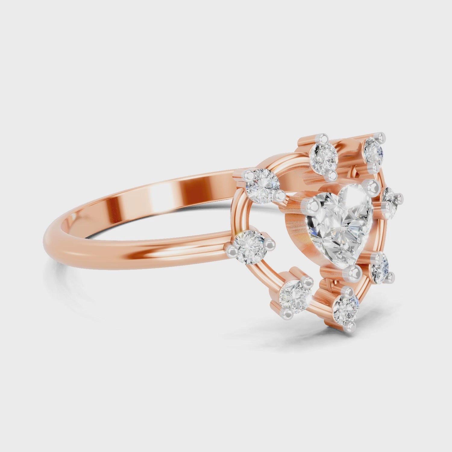 0.44 Carat Heart & Round Shape Diamond Ring | 14K Rose Gold