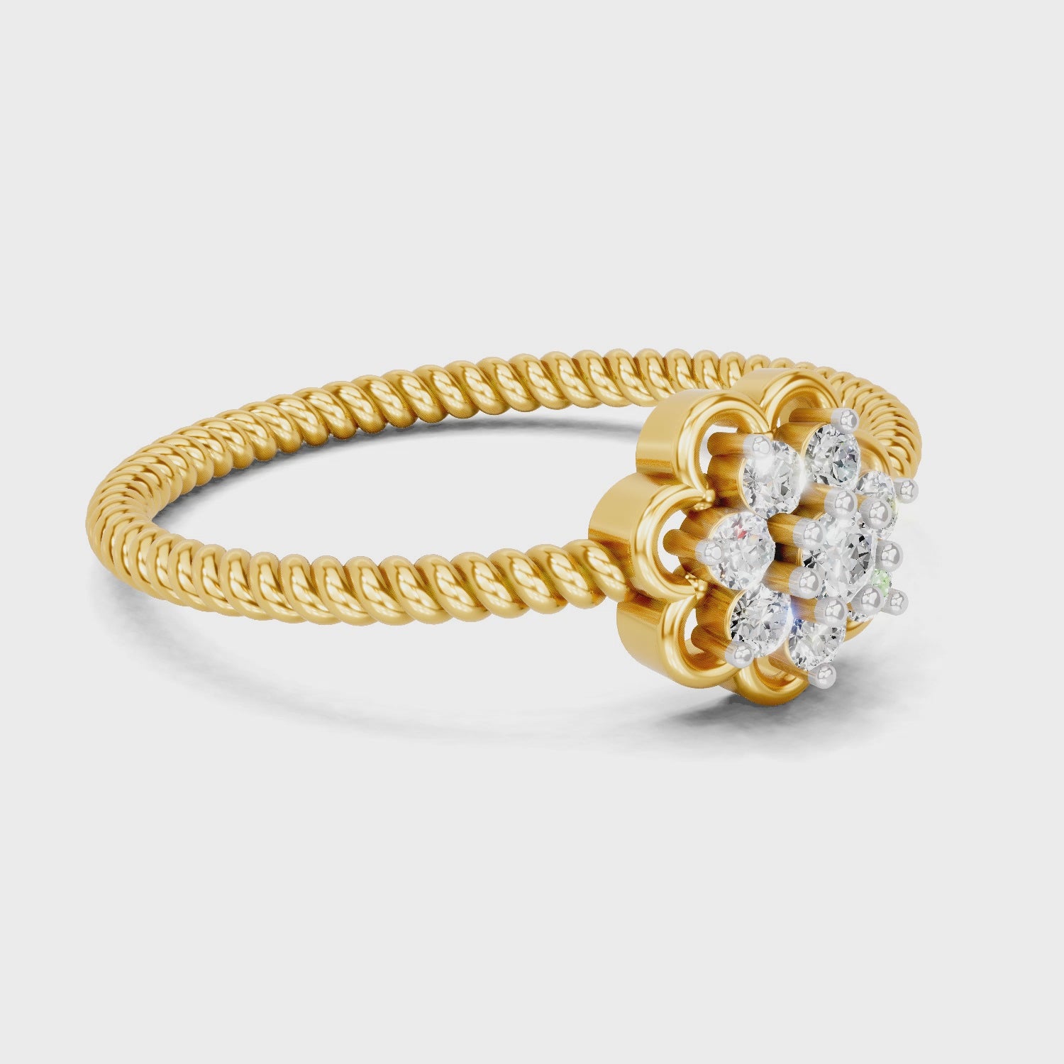 Load video: 0.13 Carat | 925 Sterling Silver Gold Plated Flora Diamond Ring