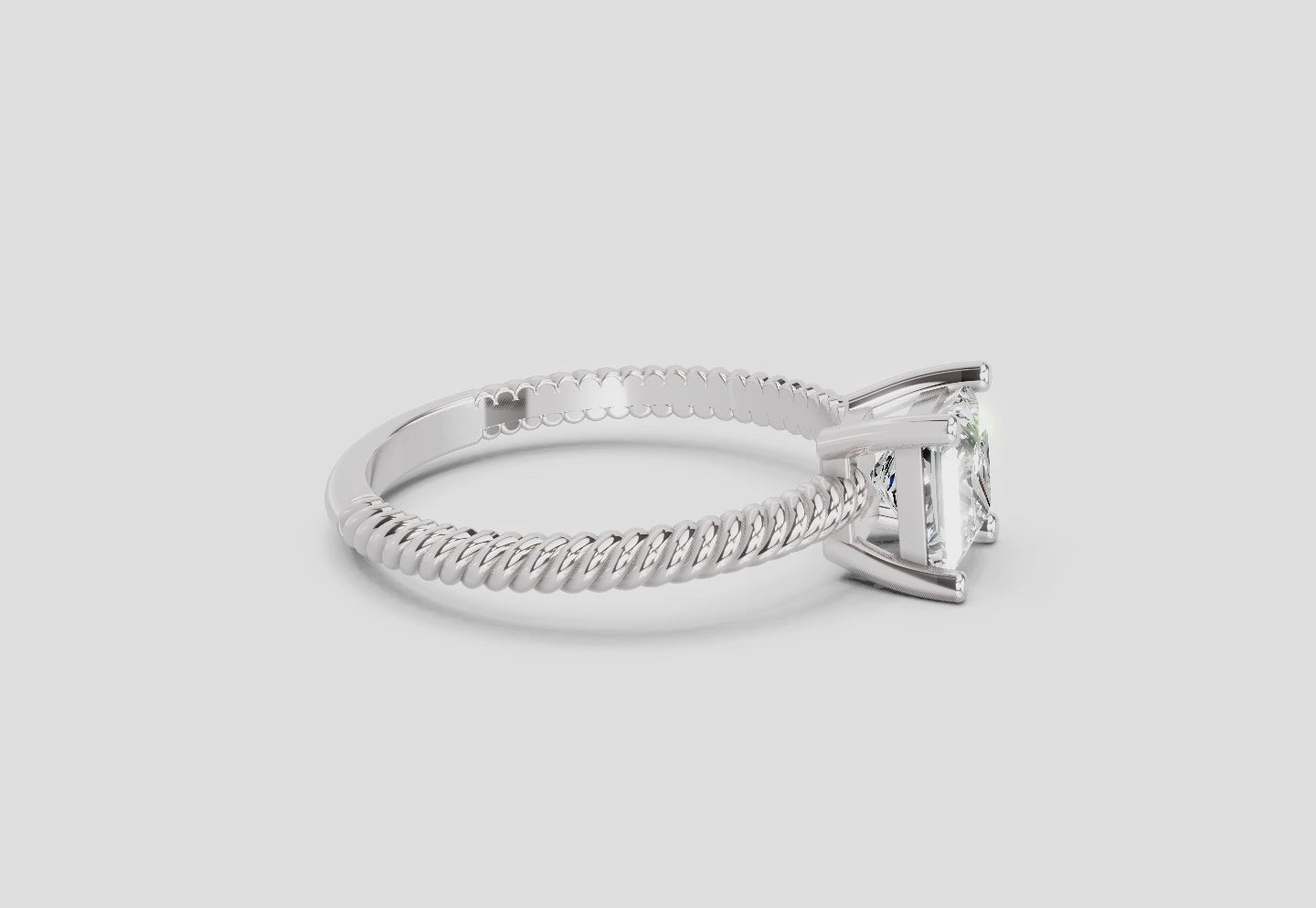 Load video: 1 Ct Square Ring |  14K White Gold