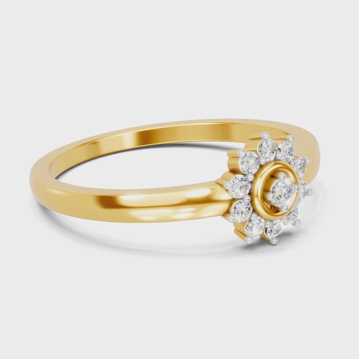 Load video: 0.16 Carat | 925 Sterling Silver Gold Plated Daisy Cluster Ring