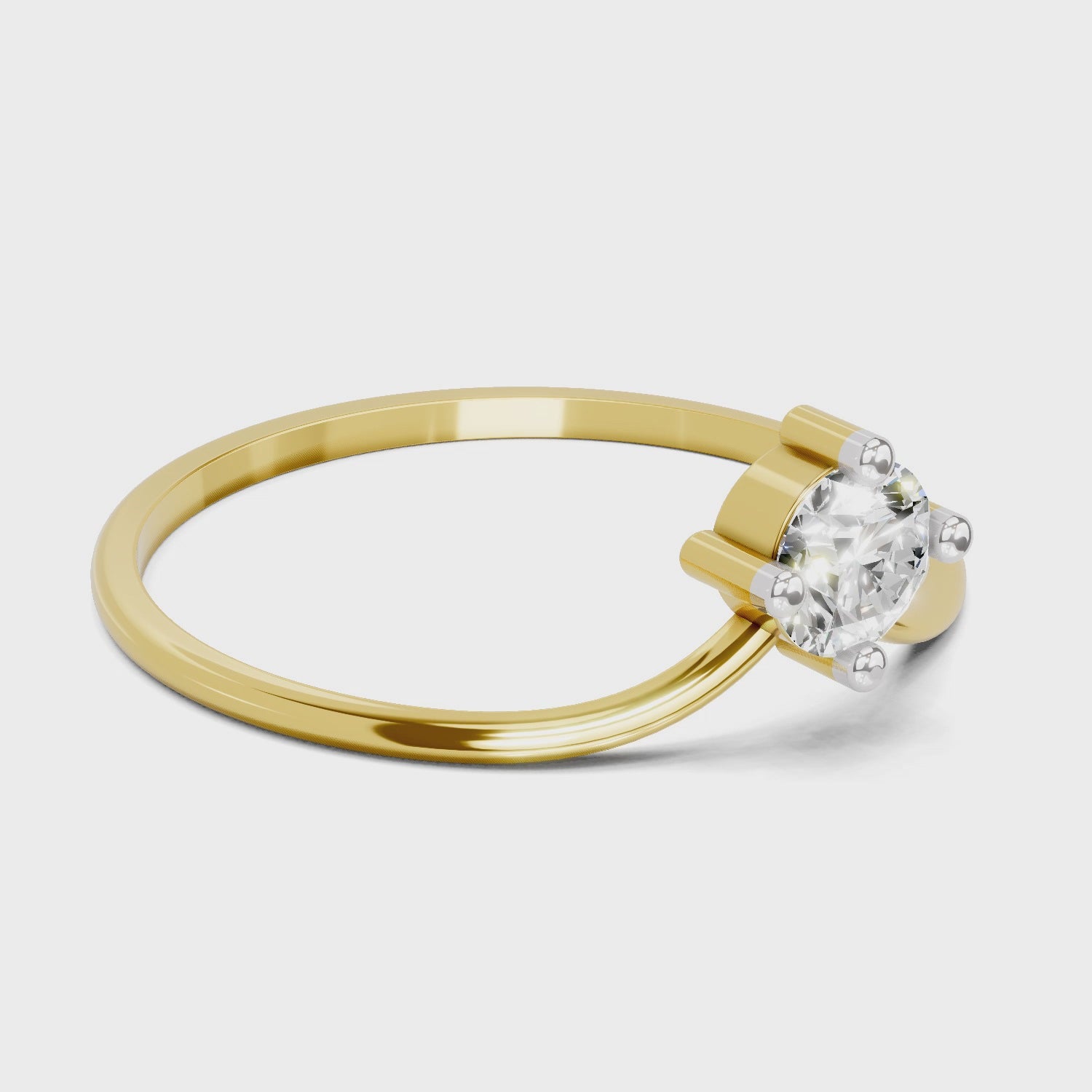 Load video: Sparkles Lab Grown Diamond 0.25 Carat Luna Solitaire Diamond Engagement Ring | 14K Yellow Gold
