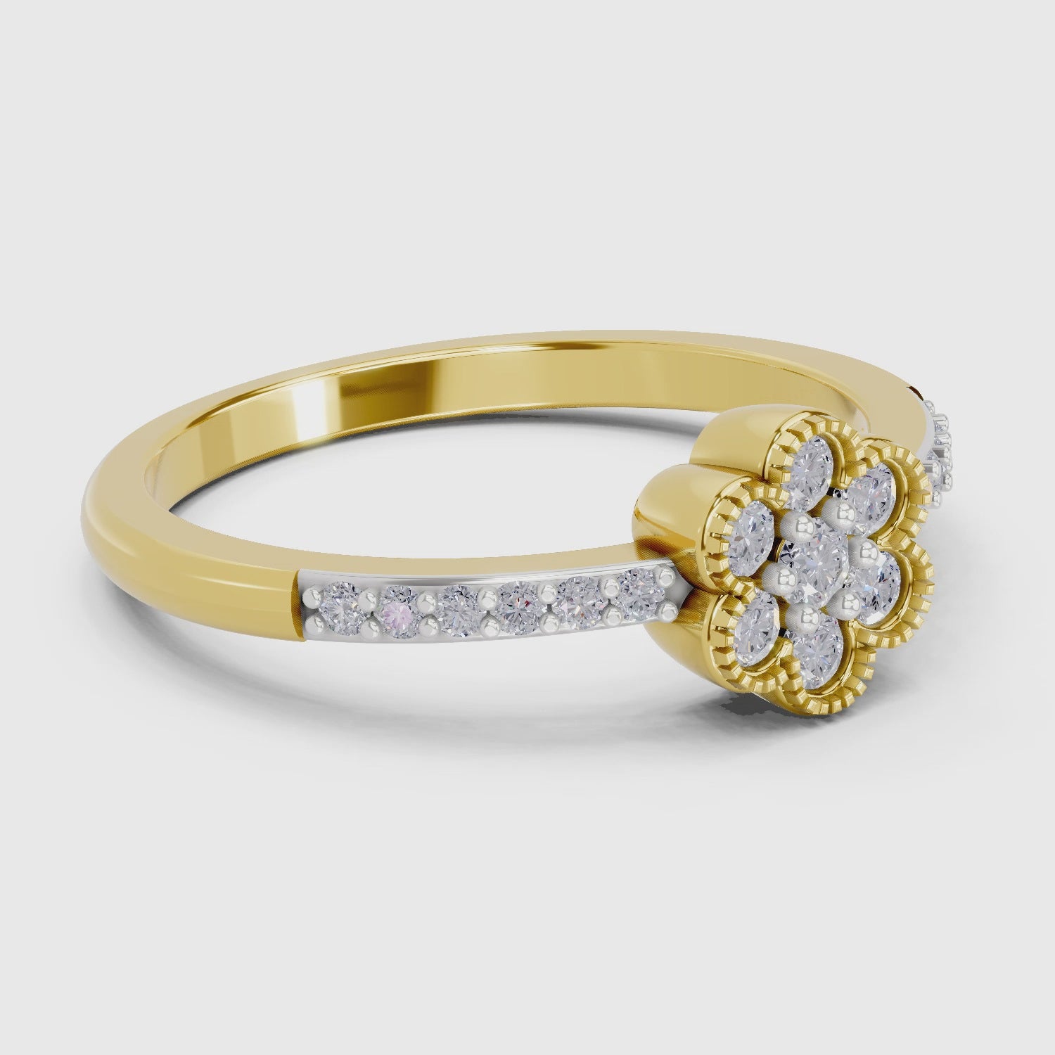 Load video: 0.59 Carat Round Shape Floral Engagement Ring | 14K Yellow Gold